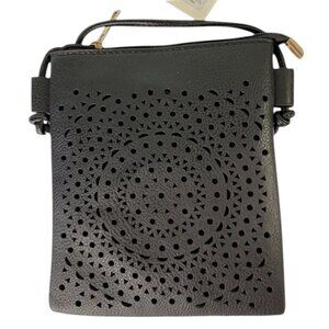 Black Vegan Leather Mini Crossbody Bag Boho Festival Concert Travel Purse